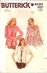 4131 Butterick 70s UNLINED SS-LS TIED JACKET BEDJACKET Lengths PATTERN 12-16 or 18-22 choice uncut